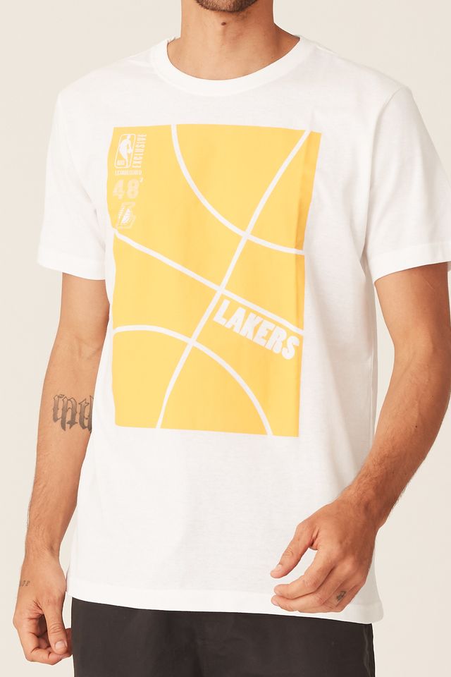 Camiseta-NBA-Estampada-Los-Angeles-Lakers-Casual-Off-White