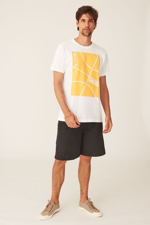 Camiseta-NBA-Estampada-Los-Angeles-Lakers-Casual-Off-White