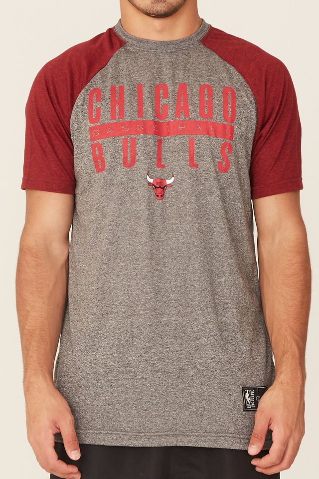 Camiseta-NBA-Raglan-Estampada-Chicago-Bulls-Casual-Cinza