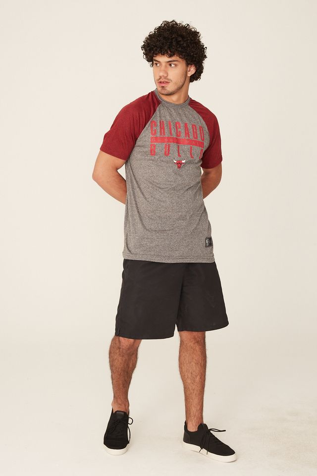 Camiseta-NBA-Raglan-Estampada-Chicago-Bulls-Casual-Cinza