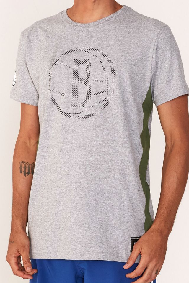 Camiseta-NBA-Especial-Brooklyn-Nets-Casual-Cinza-Mescla