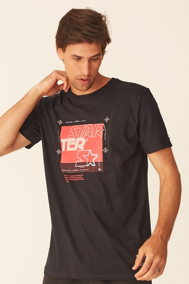 Camiseta-Starter-Estampada-Preta