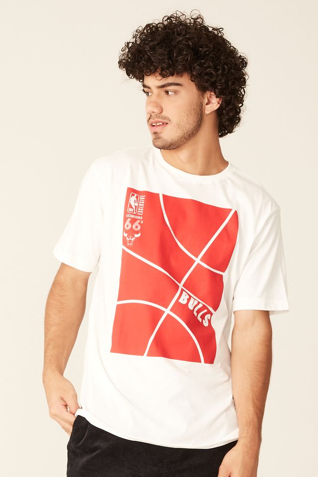 Camiseta-NBA-Estampada-Chicago-Bulls-Casual-Off-White
