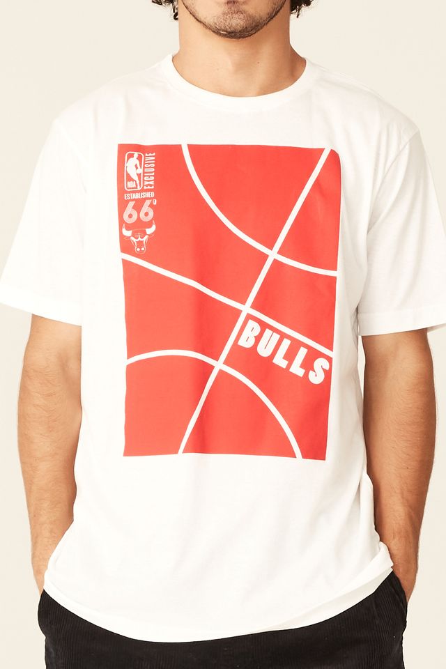 Camiseta-NBA-Estampada-Chicago-Bulls-Casual-Off-White