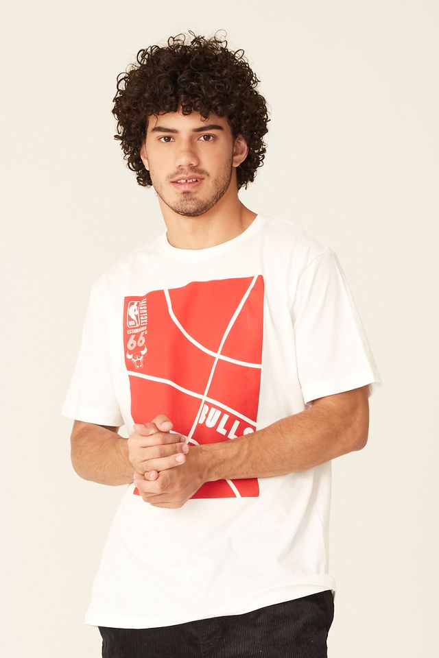 Camiseta-NBA-Estampada-Chicago-Bulls-Casual-Off-White