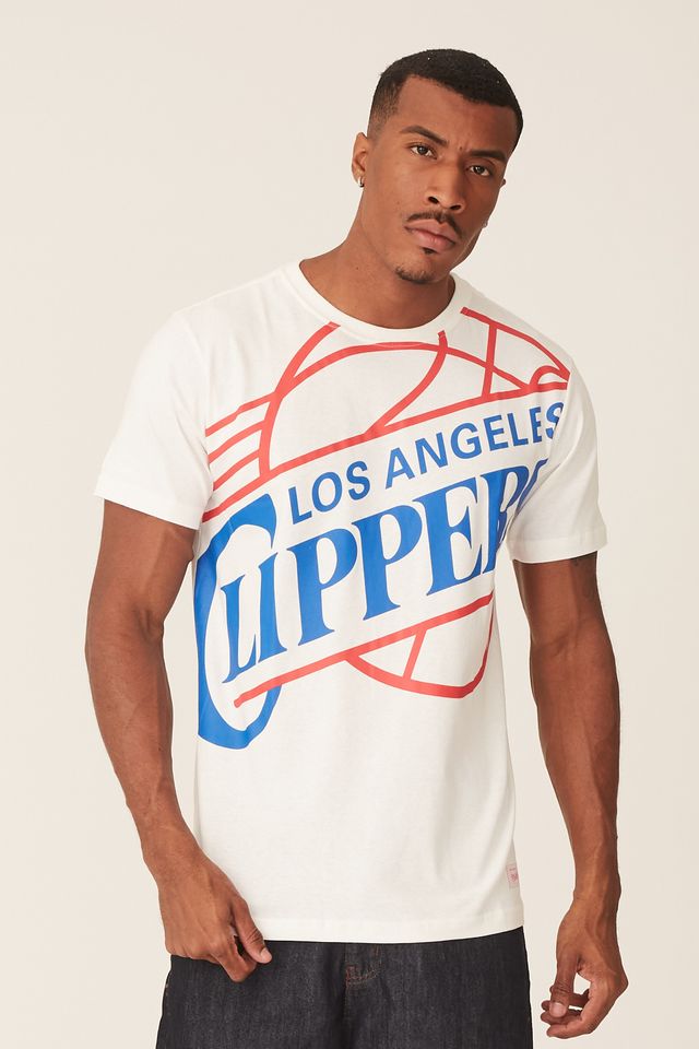 Camiseta-Mitchell---Ness-Estampada-Los-Angeles-Clippers-Off-White Camiseta-Mitchell---Ness-Estampada-Los-Angeles-Clippers-Off-White
