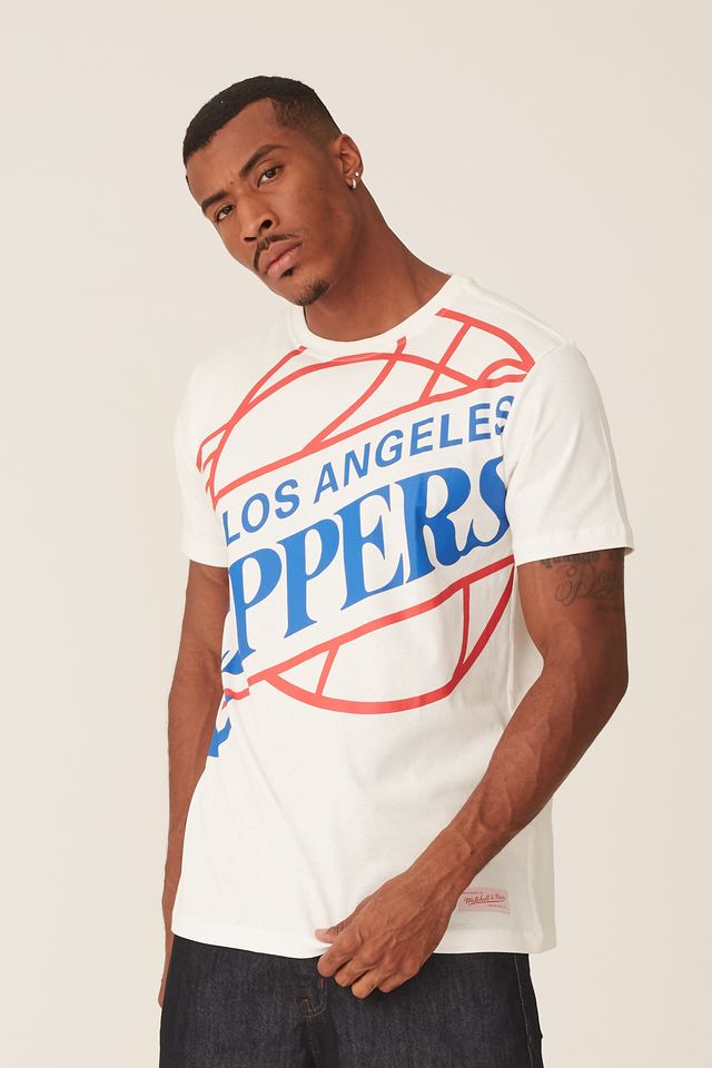Camiseta-Mitchell---Ness-Estampada-Los-Angeles-Clippers-Off-White