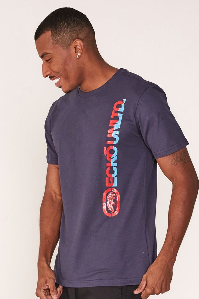 Camiseta-Ecko-Estampada-Azul-Marinho