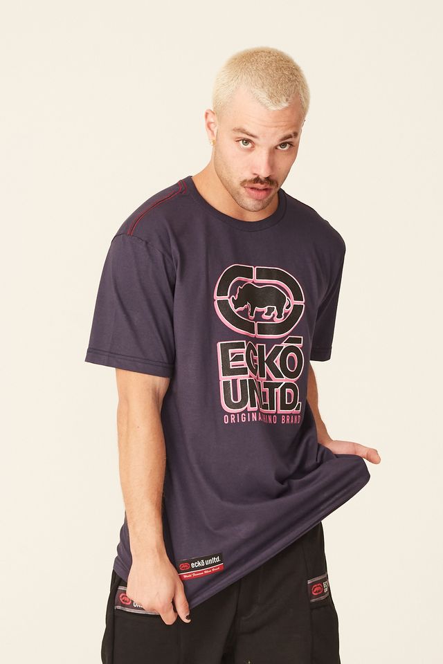 Camiseta-Ecko-Estampada-Azul-Marinho
