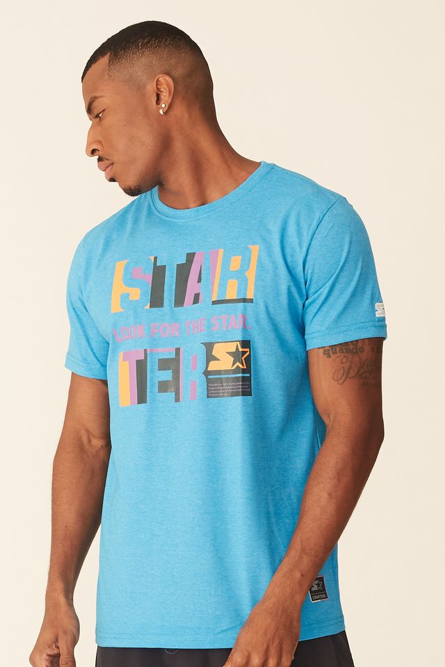 Camiseta-Starter-Estampada-Azul-Mescla