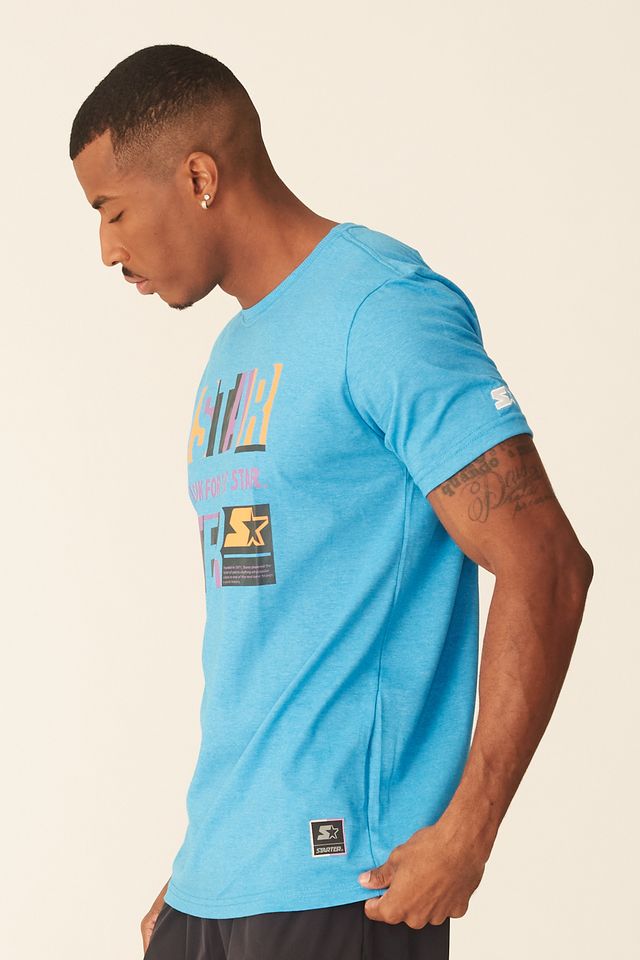 Camiseta-Starter-Estampada-Azul-Mescla