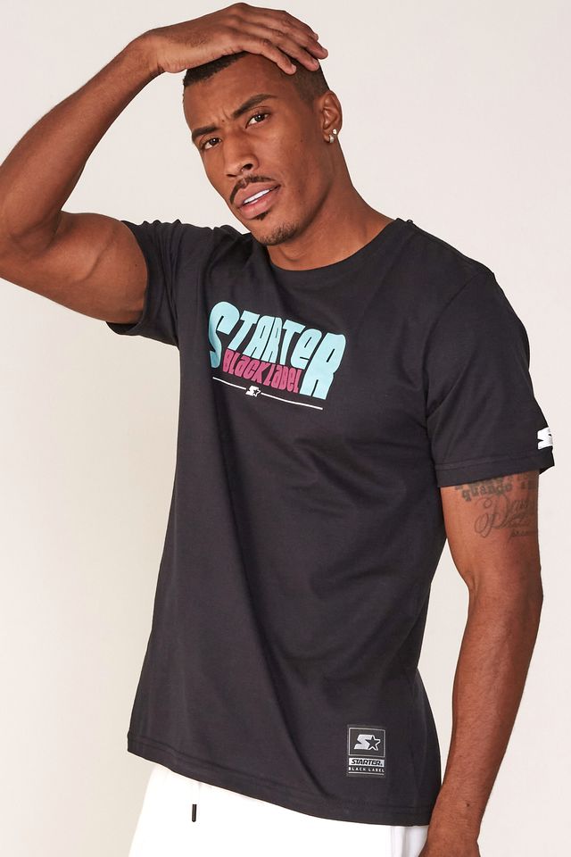 Camiseta-Starter-Estampada-Preta