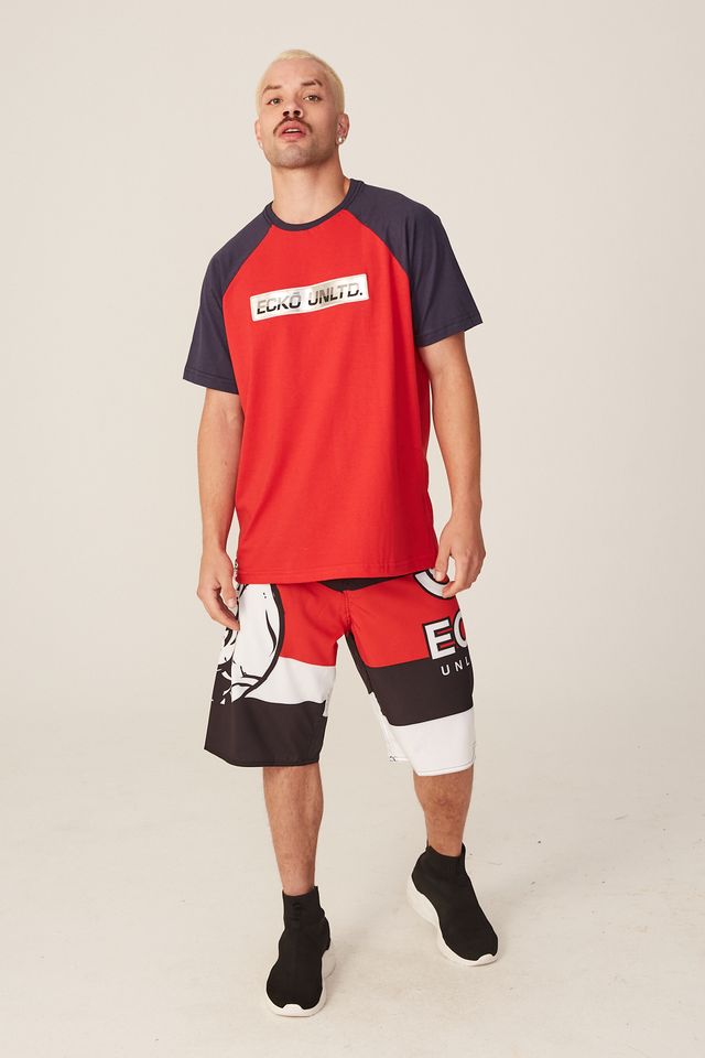 Camiseta-Ecko-Raglan-Estampada-Vermelha