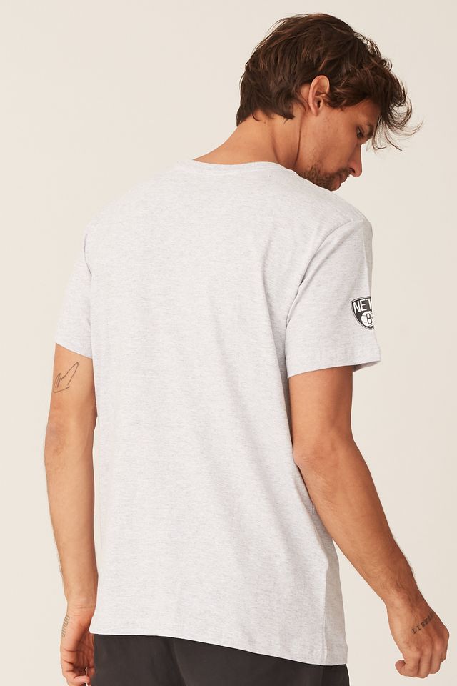 Camiseta-NBA-Estampada-Brooklyn-Nets-Casual-Cinza-Mescla
