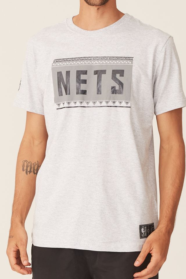 Camiseta-NBA-Estampada-Brooklyn-Nets-Casual-Cinza-Mescla