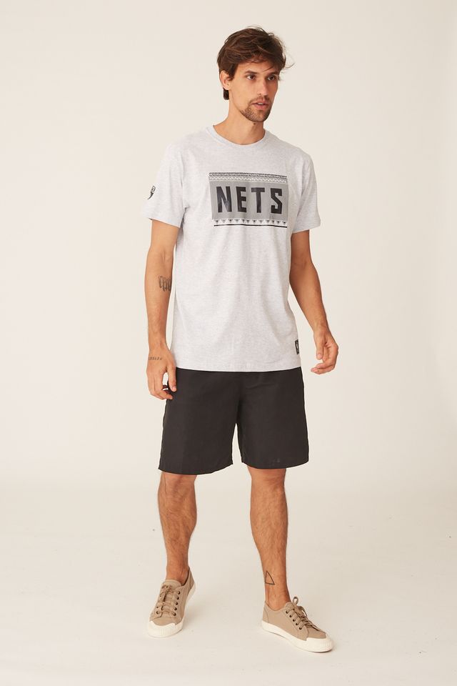 Camiseta-NBA-Estampada-Brooklyn-Nets-Casual-Cinza-Mescla