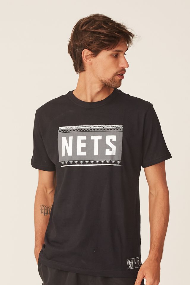 Camiseta-NBA-Estampada-Brooklyn-Nets-Casual-Preta