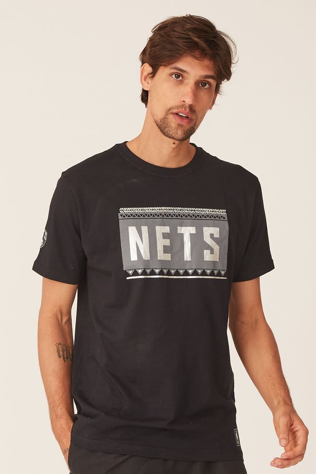 Camiseta-NBA-Estampada-Brooklyn-Nets-Casual-Preta