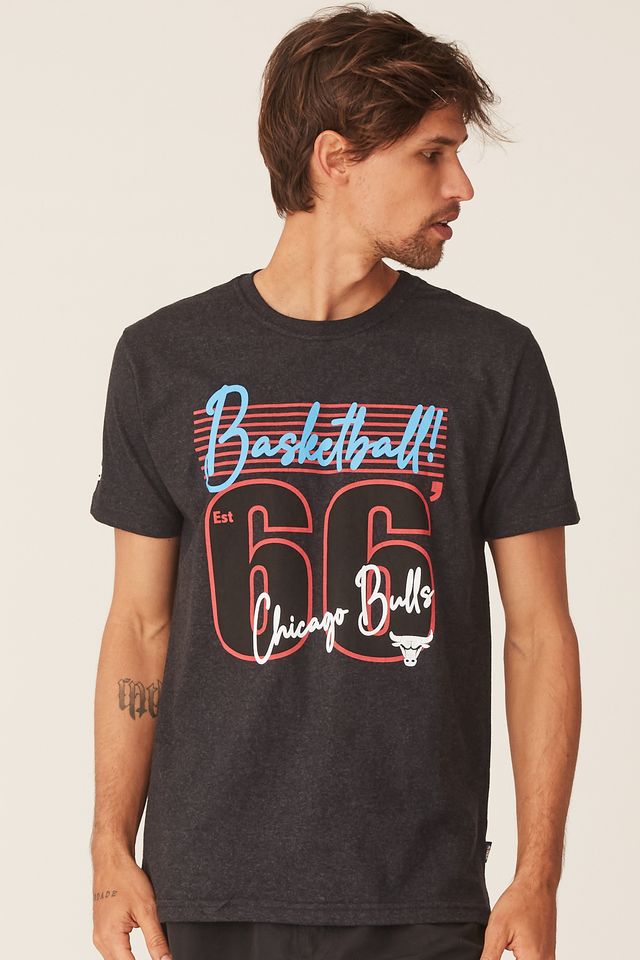 Camiseta-NBA-Estampada-Chicago-Bulls-Casual-Preta-Mescla