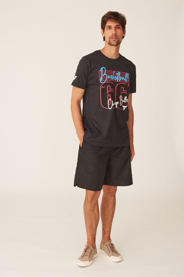 Camiseta-NBA-Estampada-Chicago-Bulls-Casual-Preta-Mescla