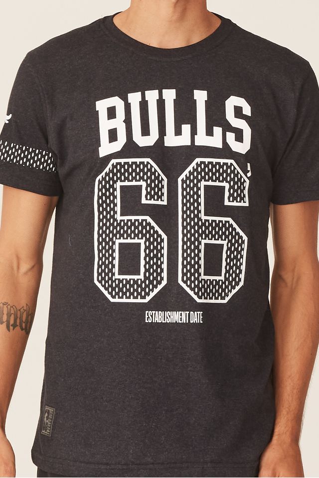 Camiseta-NBA-Estampada-Chicago-Bulls-Casual-Preta-Mescla