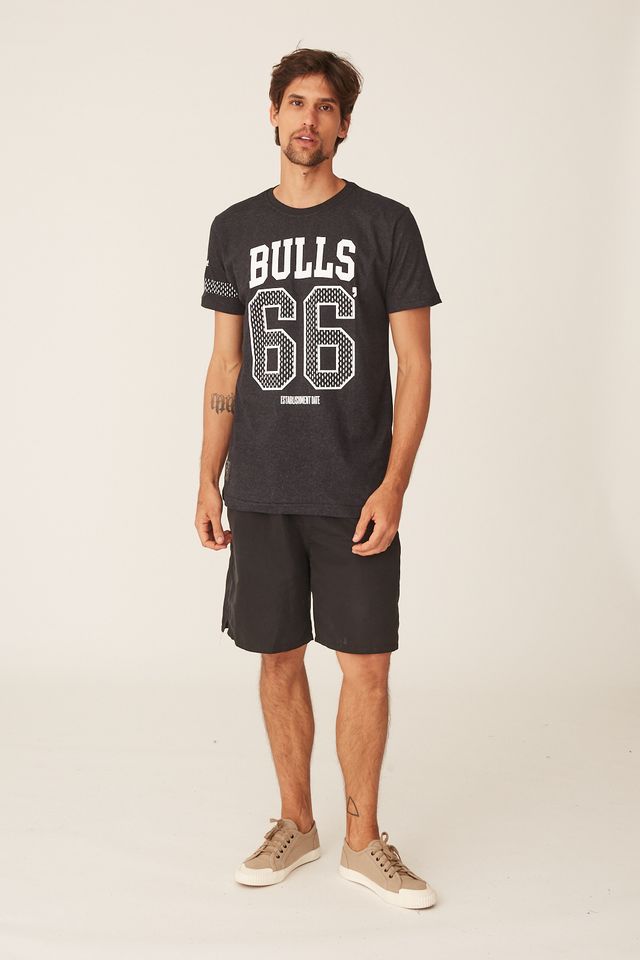 Camiseta-NBA-Estampada-Chicago-Bulls-Casual-Preta-Mescla