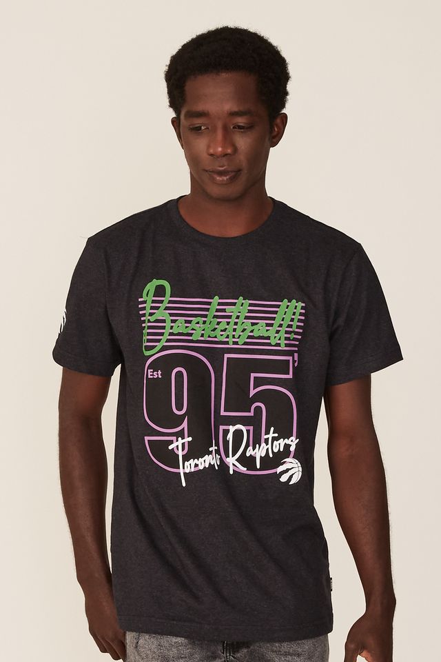 Camiseta-NBA-Estampada-Toronto-Raptors-Casual-Preta-Mescla