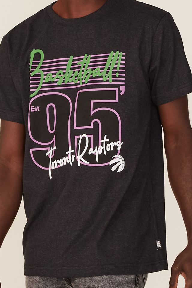 Camiseta-NBA-Estampada-Toronto-Raptors-Casual-Preta-Mescla