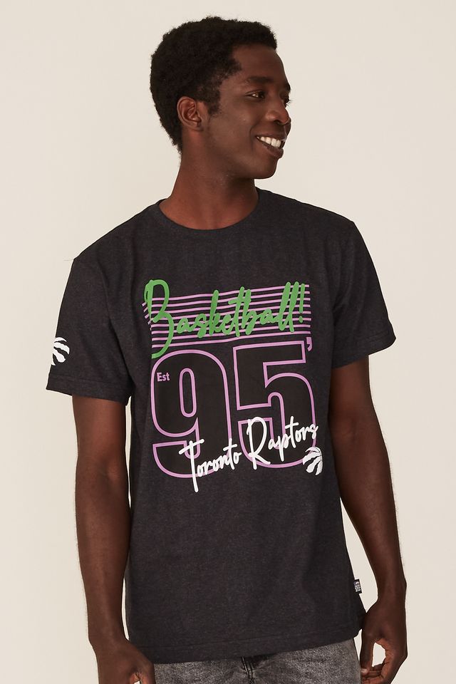 Camiseta-NBA-Estampada-Toronto-Raptors-Casual-Preta-Mescla