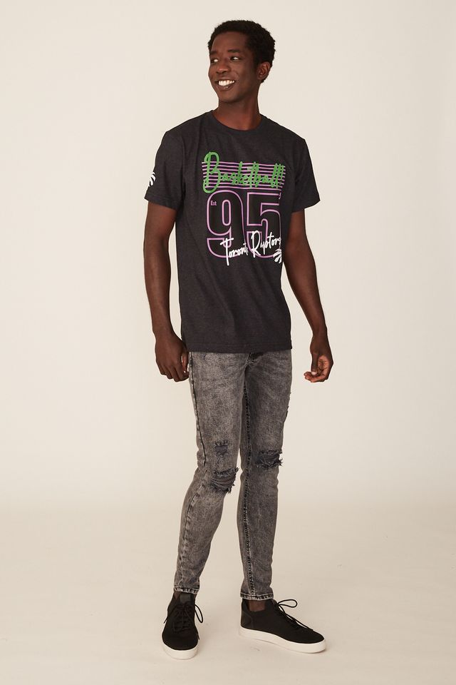 Camiseta-NBA-Estampada-Toronto-Raptors-Casual-Preta-Mescla