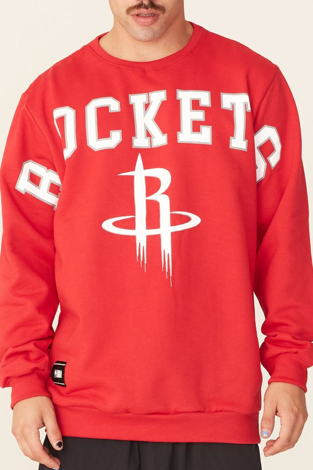 Moletom-NBA-Fechado-Gola-Careca-Houston-Rockets-Vermelho