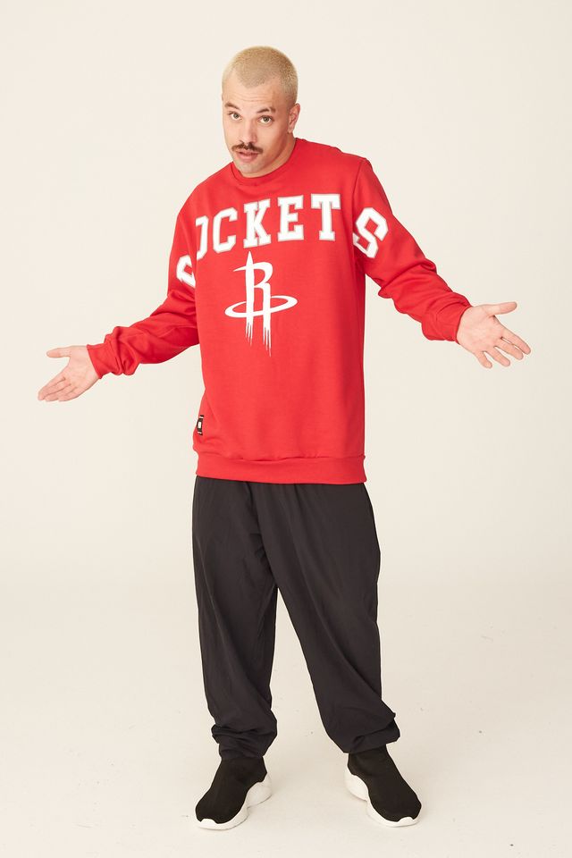 Moletom-NBA-Fechado-Gola-Careca-Houston-Rockets-Vermelho