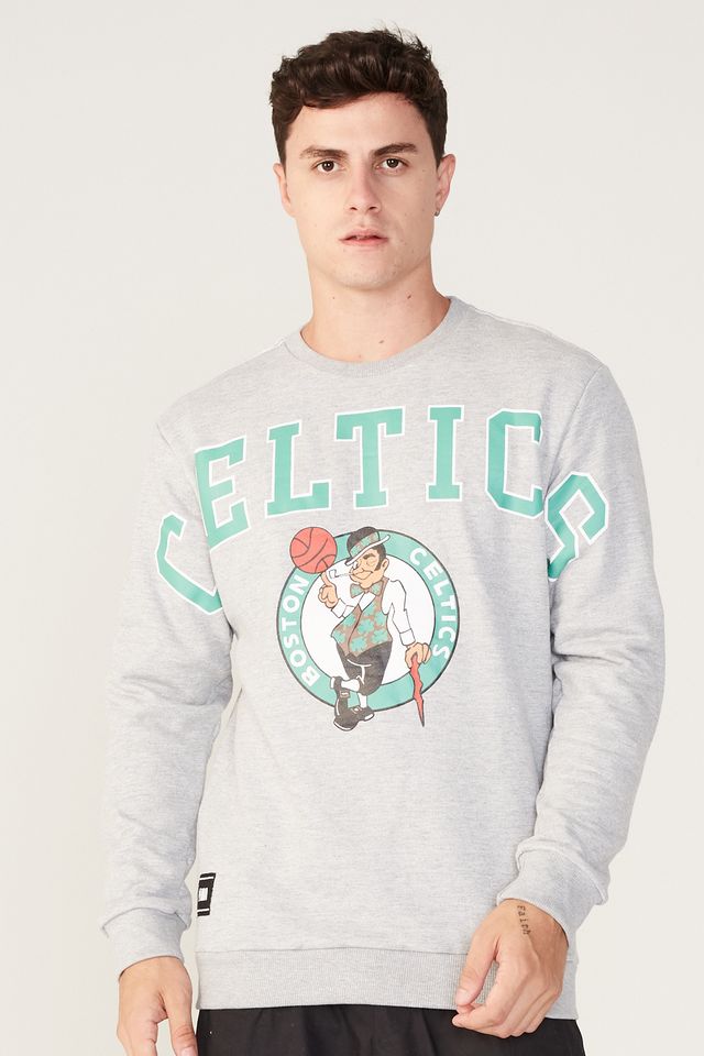 Moletom-NBA-Fechado-Gola-Careca-Boston-Celtics-Cinza-Mescla
