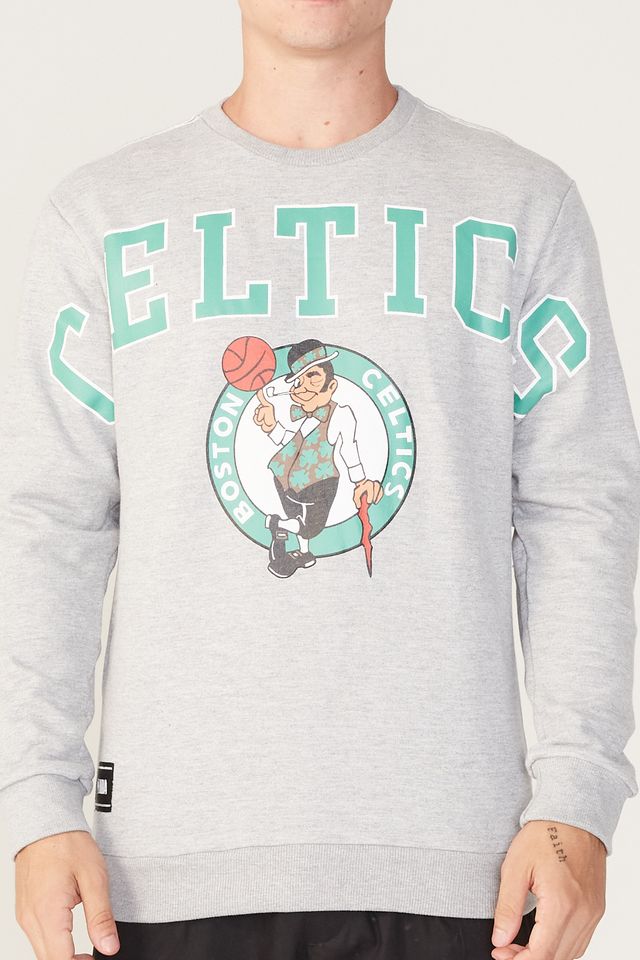 Moletom-NBA-Fechado-Gola-Careca-Boston-Celtics-Cinza-Mescla