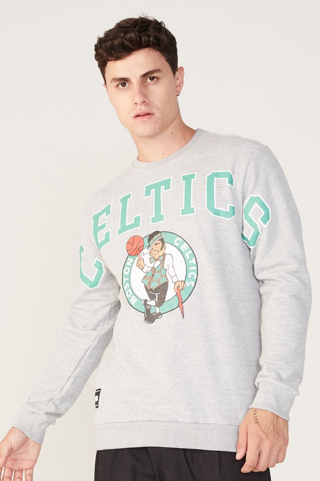 Moletom-NBA-Fechado-Gola-Careca-Boston-Celtics-Cinza-Mescla