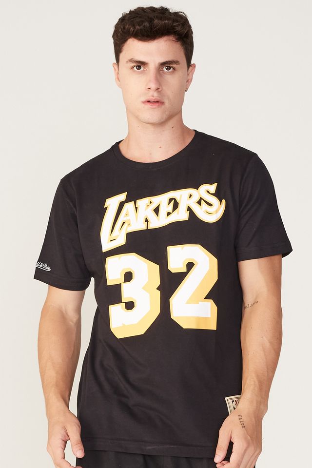 Camiseta-Mitchell---Ness-Estampada-Los-Angeles-Lakers-Magic-Johnson-Preta