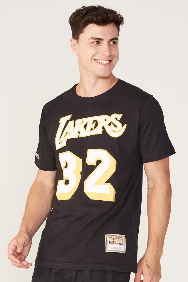 Camiseta-Mitchell---Ness-Estampada-Los-Angeles-Lakers-Magic-Johnson-Preta