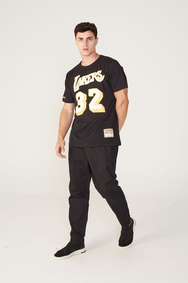 Camiseta-Mitchell---Ness-Estampada-Los-Angeles-Lakers-Magic-Johnson-Preta
