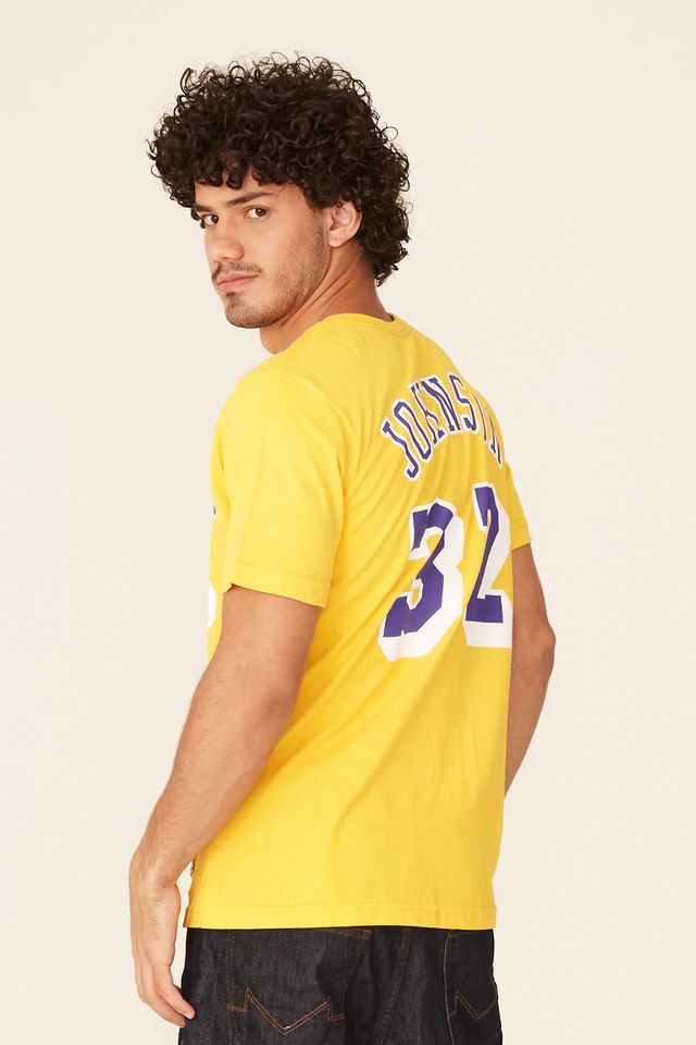 Camiseta-Mitchell---Ness-Estampada-Los-Angeles-Lakers-Magic-Johnson-Amarela