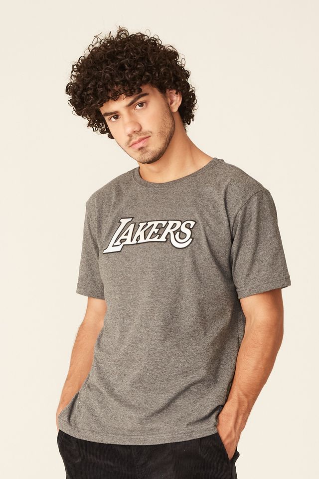 Camiseta-NBA-Holographic-Los-Angeles-Lakers-Cinza-Mescla-Escuro