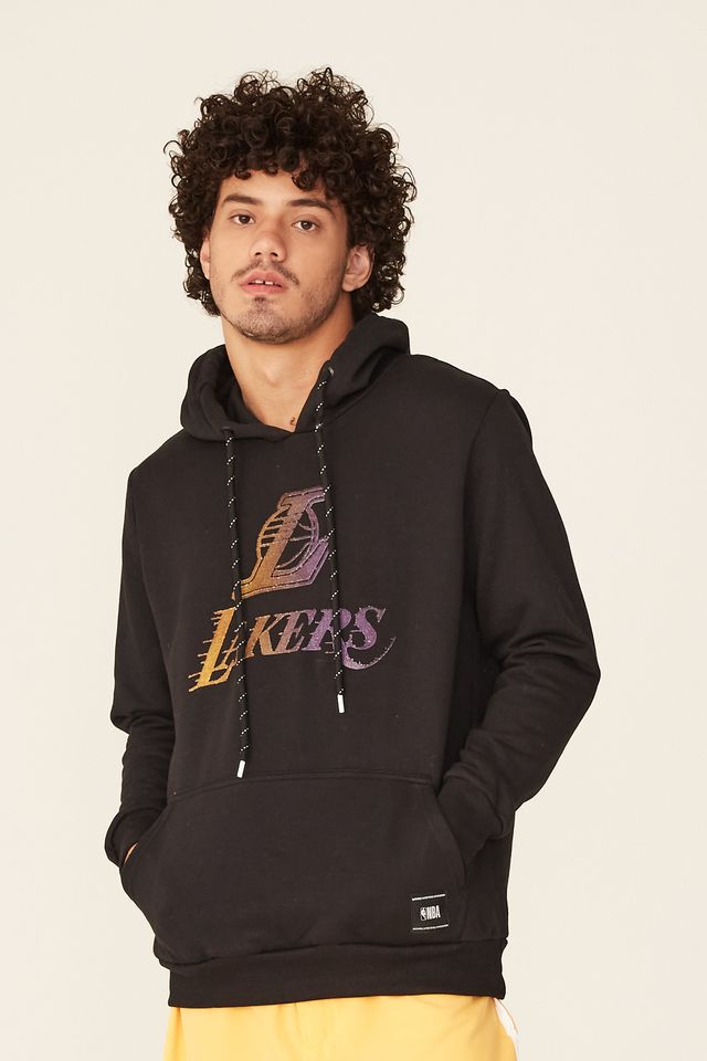 Moletom-NBA-Fechado-Com-Capuz-Los-Angeles-Lakers-Preto