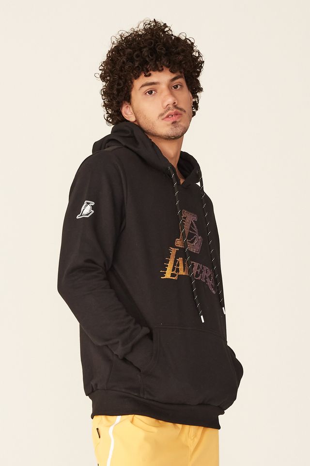 Moletom-NBA-Fechado-Com-Capuz-Los-Angeles-Lakers-Preto
