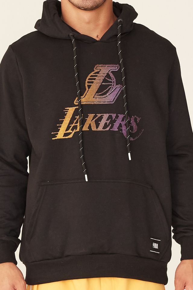 Moletom-NBA-Fechado-Com-Capuz-Los-Angeles-Lakers-Preto