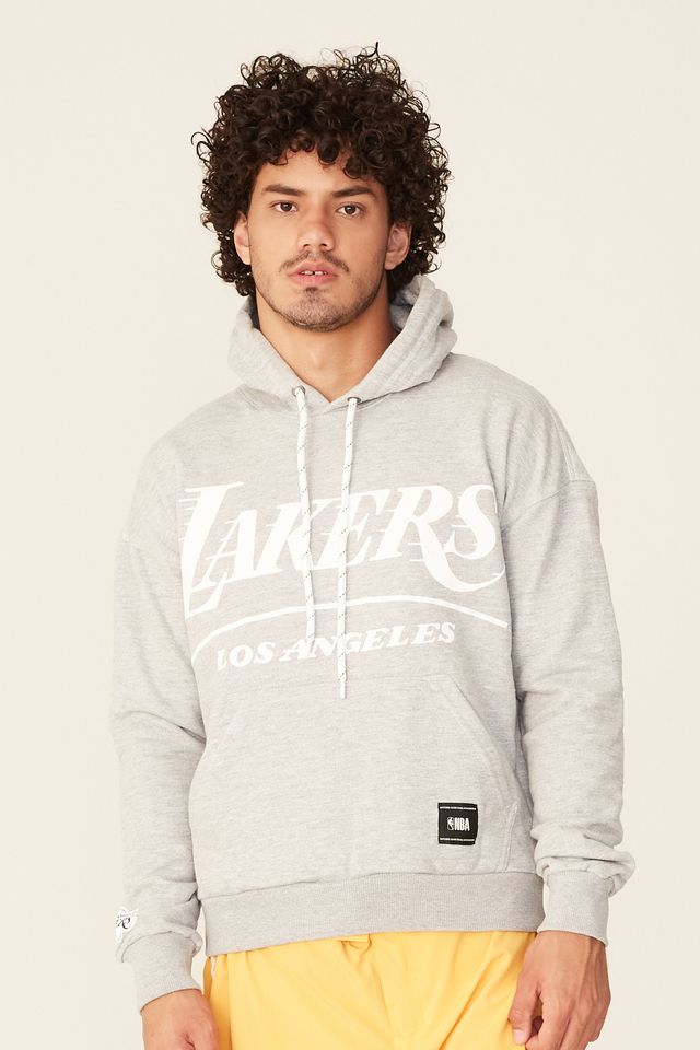 Moletom-NBA-Fechado-Com-Capuz-Los-Angeles-Lakers-Cinza-Mescla