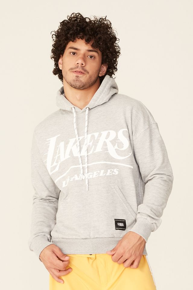 Moletom-NBA-Fechado-Com-Capuz-Los-Angeles-Lakers-Cinza-Mescla