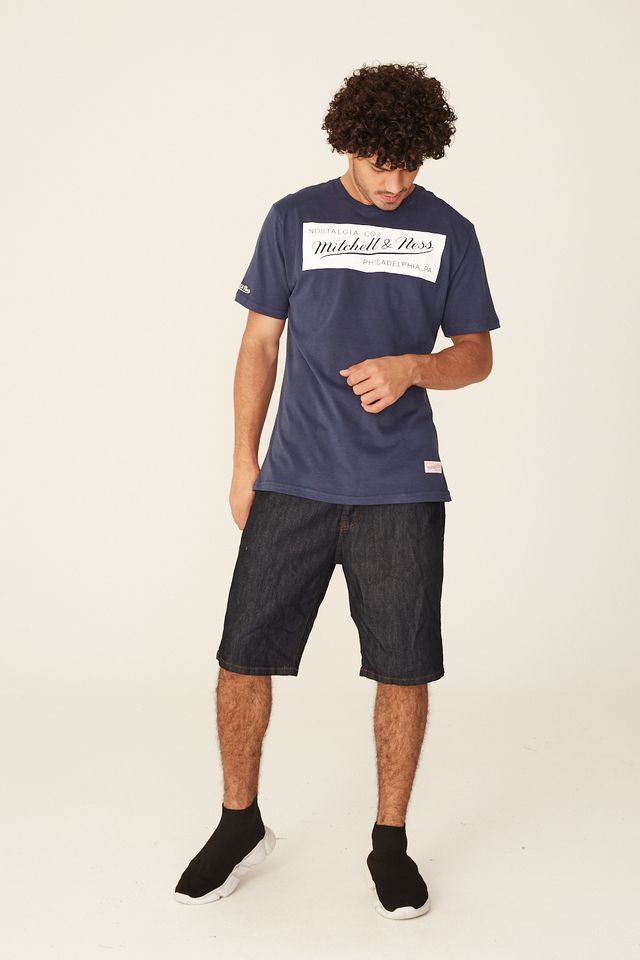 Camiseta-Mitchell---Ness-Estampada-Brand-Azul