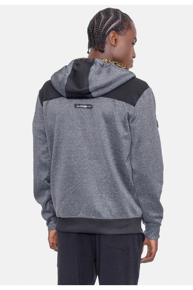 Moletom-Ecko-Aberto-Com-Capuz-Recortado-Preto-Mescla