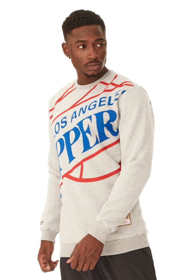 Moletom-Mitchell---Ness-Fechado-Gola-Careca-Los-Angeles-Clippers-Cinza-Mescla-Claro Moletom-Mitchell---Ness-Fechado-Gola-Careca-Los-Angeles-Clippers-Cinza-Mescla-Claro