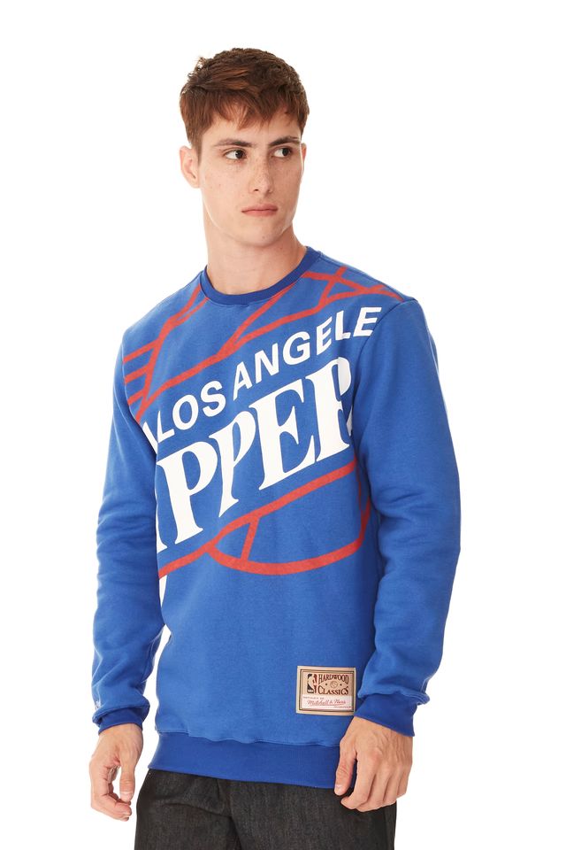 Moletom-Mitchell---Ness-Fechado-Gola-Careca-Los-Angeles-Clippers-Azul