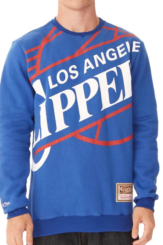 Moletom-Mitchell---Ness-Fechado-Gola-Careca-Los-Angeles-Clippers-Azul
